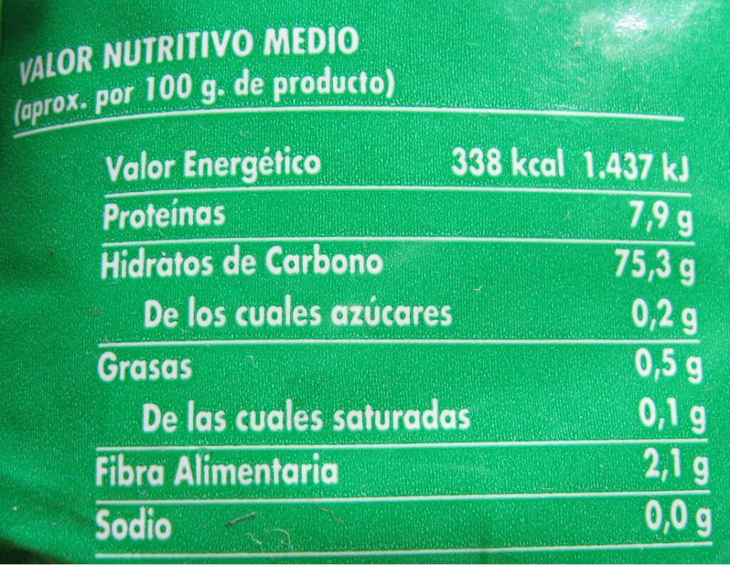 etiqueta nutricional