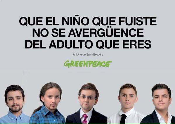Campaña Greenpeace con niños políticos