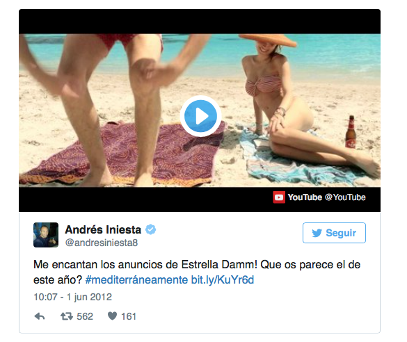 Post patrocinados Andrés Iniesta en Twitter