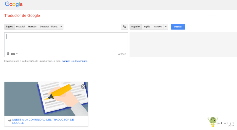 La herramienta de Google Translate