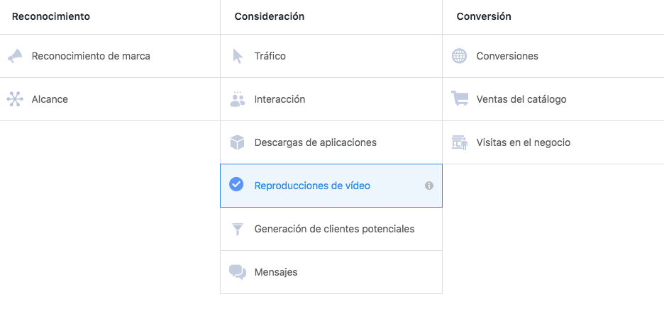 Objetivo reproducción vídeo