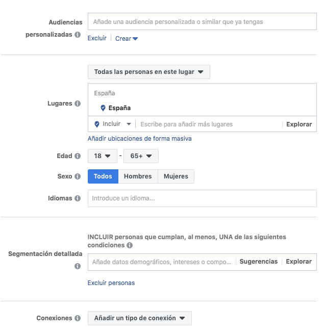 segmentación vídeo facebook