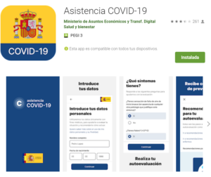 Vista de la aplicación Asistencia COVID-19