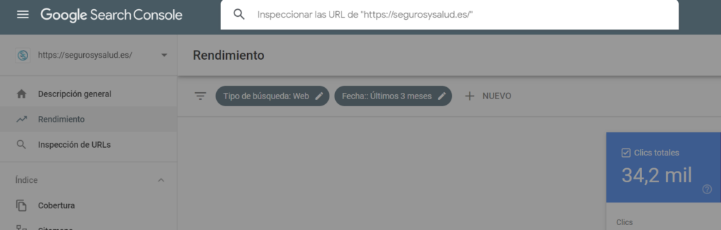 Search Console rastrear url
