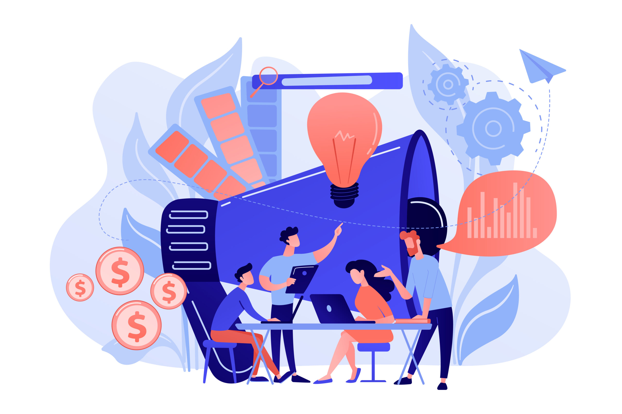 ilustración del equipo de marketing